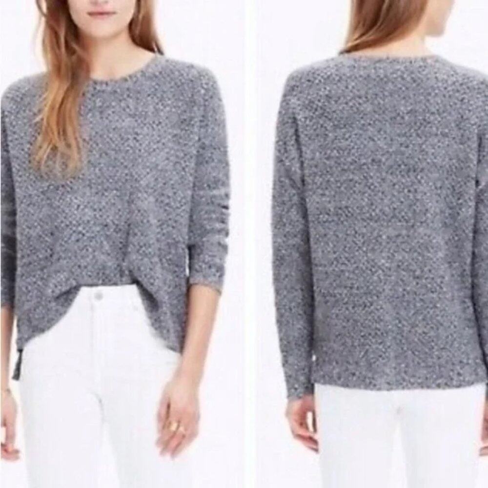 Madewell Landmark Side Zip Sweater Size S Gray Marbled High Low
